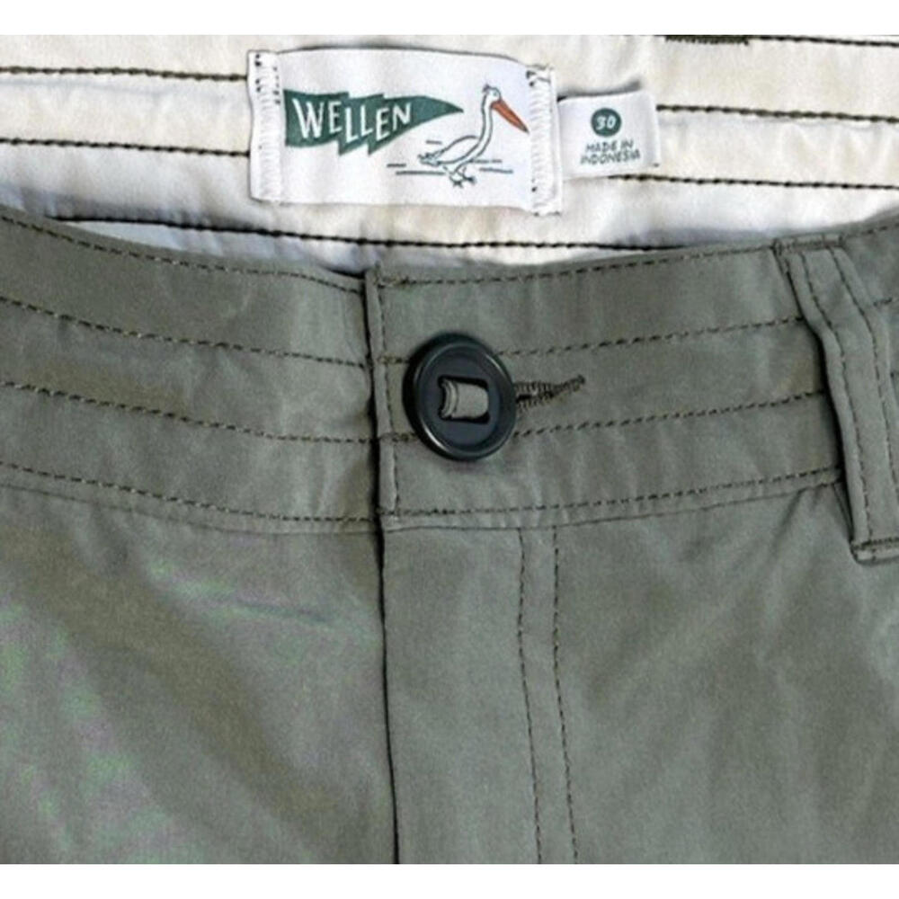 Wellen Shorts Hybrid Chino Men 30 Stretch Drawstring Zip Performance Olive Green - Picture 3 of 7